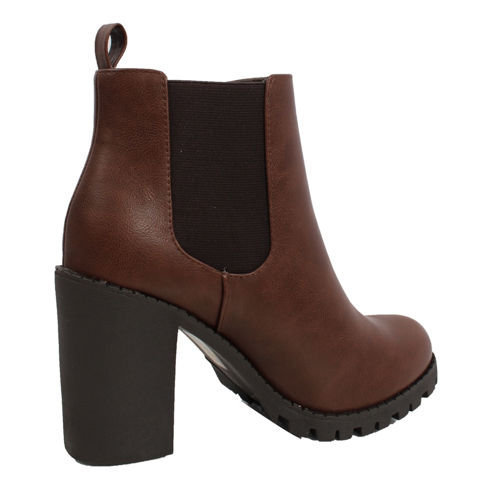 Brown Chelsea Pull on Tab Lug Block Ankle - Picture 4 of 8